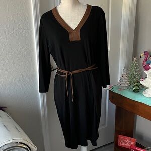 Lauren Ralph Lauren Black Dress with Faux Suede Belt Sz XL